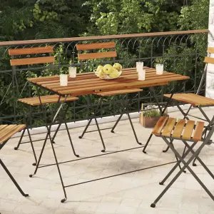 Berkfield Folding Bistro Table 100x54x71 cm Solid Wood Acacia and Steel