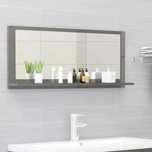 Dorlene Framed Wall Mounted Bathroom Mirror High Gloss Grey / 90 cm