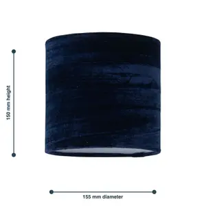 First Choice Lighting Set of 2 Navy Blue Crushed Velvet 15.5cm Table Lamp Shades