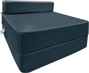 Fold Out Single Z Bed Futon Sofa Chair Mattress - Dark Grey