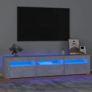 Berkfield TV Cabinet with LED Lights Concrete Grey 180x35x40 cm