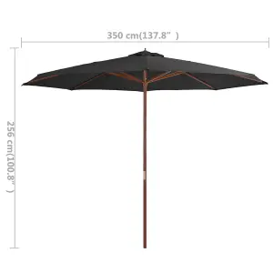 Berkfield Outdoor Parasol with Wooden Pole 350 cm Anthracite