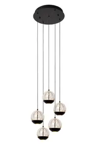 Lucide SENTUBAL - Pendant light - 35 cm - LED Dim. - 5x5,2W 2700K - Black