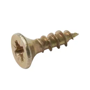 Diall PZ Double-countersunk Yellow-passivated Steel Wood screw (Dia)3.5mm (L)12mm, Pack of 100