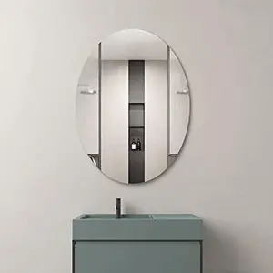 OVAL SHAPE Frameless Round Wall Mounted Mirror Frameless Bathroom Living Room A Must have Mirror Home Decor (50x70 cm)