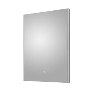 Minimalist Rectangular LED Illuminated Touch Sensor Mirror with Demister, 700mm x 500mm - Chrome