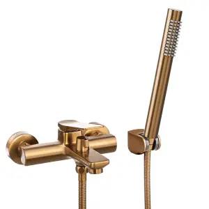 Wall Mounted Bath Tap Copper Bronze NERI PLUS with Shower