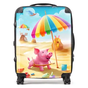 Pig On A Beach Holiday Suitcase - Large