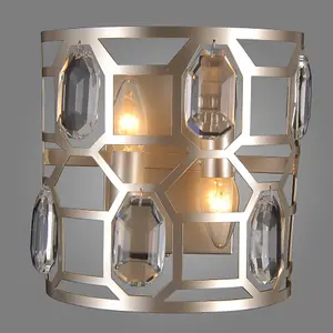 Luminosa Modern Wall Lamp Champagne Silver 2 Light , E14