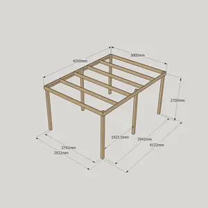 Garden Pergola 6 Posts - Wood - L300 x W420 x H270 cm - Light Green