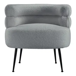 Curved Upholstered Single Sofa Accent Chair Armchair with Metal Legs