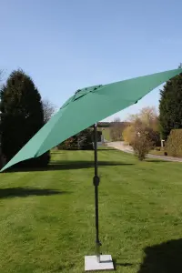 2.7M Wide Garden Parasol Umbrella With Tilt and Crank (Dark Green)