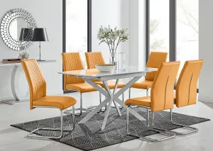 LIRA 120 Extending Dining Table and 6 Mustard Lorenzo Chairs