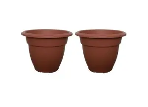 2 x 20cm Terracotta Colour Round Bell Plant Pot Flower Planter Plastic Garden Pot