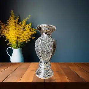 30cm Silver Vase Sparkle Ornament Crushed Diamond Flower Pot