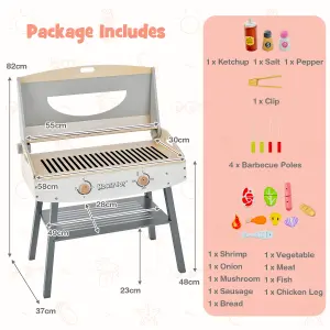 Costway Kids Barbecue Grill Playset Wooden Pretend Toy BBQ Set Cooking Gift