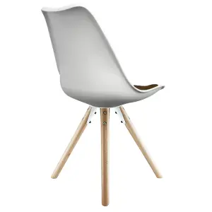 Soho White & Chocolate Plastic Dining Chair with Pyramid Light Wood Legs