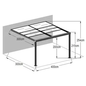 Primrose Anthracite Veranda Garden Canopy Retractable Sliding Roof 12.8ft x 10ft