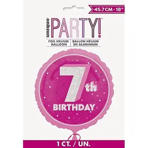 Unique Party Prismatic 7th Birthday Foil Balloon Pink/Grey (One Size)