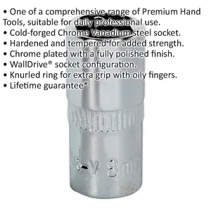 8mm Chrome Vanadium Drive Socket - Durable 1/4" Square Drive Tool