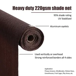 200g/m² Brown Fabric Balcony Garden Privacy Screen Windbreak Fence 1x50M