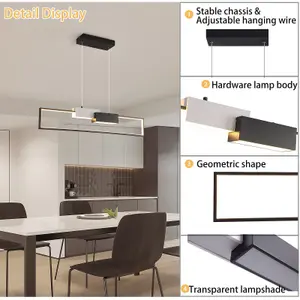 Garwarm Modern Dimmable LED Pendant Light with Remote