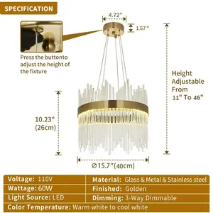 Anupama 1 - Light Unique LED Chandelier Gold / 116.8cm H x 40cm W x 40cm D