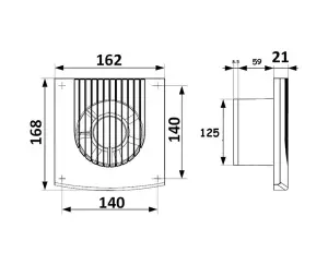 White Bathroom & Kitchen Extractor Fan 125mm with Non-Return Valve