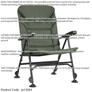 Versatile Reclining Water Resistant Fishing Chair with Adjustable Height for Outdoor Adventures