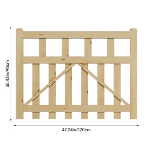 Outdoor Wooden Garden Gate Fence with Door Latch 120cm W x 90cm H