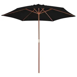 Berkfield Outdoor Parasol with Wooden Pole Black 270 cm