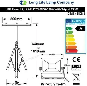 60W LED Twin Tripod Work Light IP65 6500K 220-240V TRI02 | Panelhut