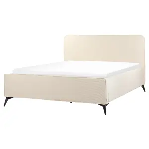 Corduroy EU King Size Bed Beige VALOGNES