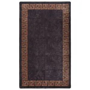 Berkfield Rug Washable 190x300 cm Black and Gold Anti Slip