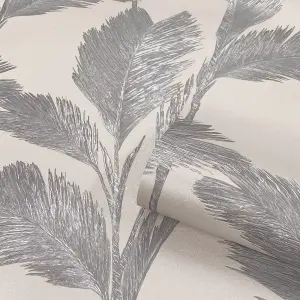 Belgravia Décor Alessia Leaf Silver Textured Wallpaper