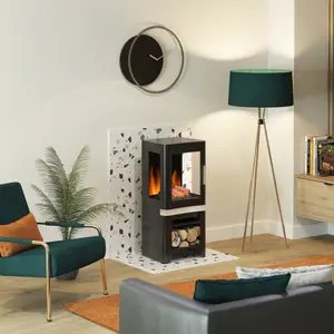 BeModern Vantage 3 in 1 1.8W Matt Black Cast enamel effect Electric Stove (H)1035mm (W)450mm