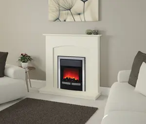 Bradshaw Soft White Timber Fireplace with Inset Electric Fire