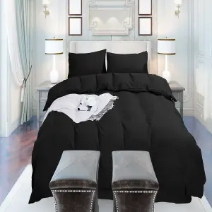 Neel Blue Double Duvet Cover & 2 Matching Pillow Cases - Black