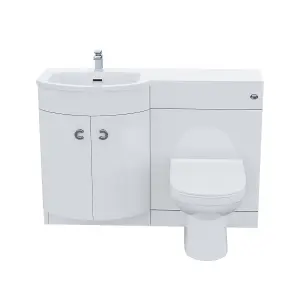 Nes Home Dene LH 1100mm Vanity Basin Unit White & Eslo Back to Wall Toilet White