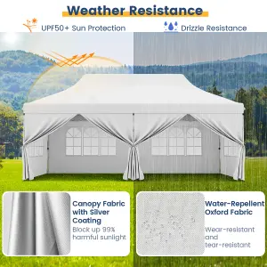 Costway 3M x 6M Pop up Canopy Tent Garden Gazebo Canopy Sun Shelter W/ 6 Sidewalls