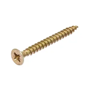 Goldscrew PZ Flat countersunk Yellow-passivated Carbon steel Screw (Dia)4mm (L)40mm, Pack of 200