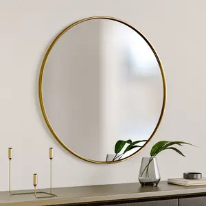 Baum Metal Flat Wall Mirror Gold / 70 cm H x 70 cm W