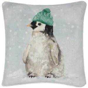 Evans Lichfield Winter Penguin Printed Feather Rich Cushion