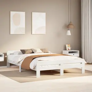 Berkfield Bed Frame without Mattress White 150x200 cm King Size Solid Wood Pine