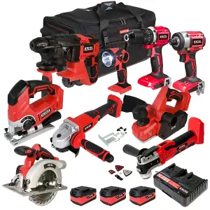 Excel 18V 8 Piece Power Tool Kit with 3 x 5.0Ah Battery & Charger EXLKIT-801