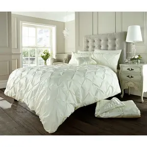 Barney Solid Colour Duvet Cover Set with Pillowcases Cream / Double - 2 Standard Pillowcases