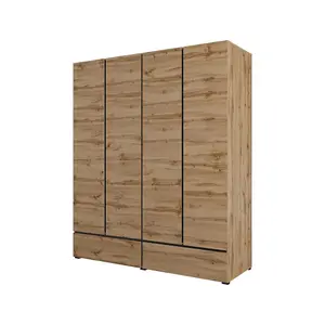 Kross 180cm Hinged Wardrobe in Rustic Oak Wotan - Ample Organisation for Cosy Spaces