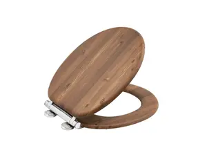 AQUALONA Teak Toilet Seat - MDF Wood with Slow Close and One Button Quick Release