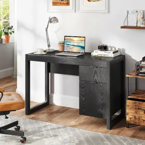 Costway Modern Computer Desk w/ Storage Cabinet & Drawer Home Office Writing Table White