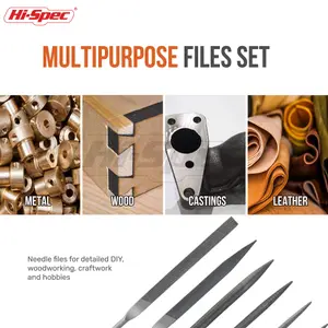 Hi-Spec 6pc Metal Small Needle Hand Mini File Set. Steel Flat, Half, Round & Triangle Sizes for Metal, Wood & Craftwork